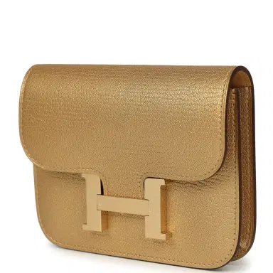 HERMÈS Hermes Constance Slim Wallet Dore Chevre Chamkilight Permabrass Hardware | Thumbnail 5