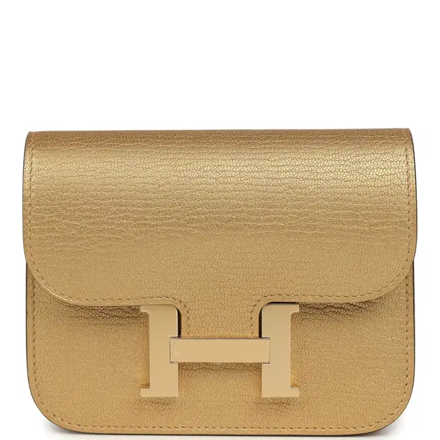 hermes Hermes Constance Slim Wallet Dore Chevre Chamkilight Permabrass Hardware