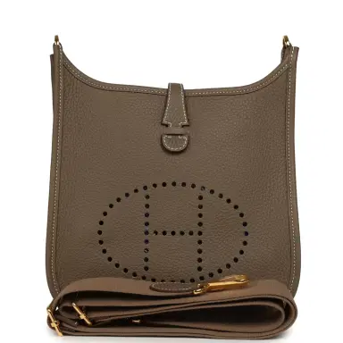 HERMÈS Hermes Evelyne 23 Etoupe Clemence Gold Hardware | Thumbnail 1 HERMÈS Hermes Evelyne 23 Etoupe Clemence Gold Hardware | Thumbnail 1