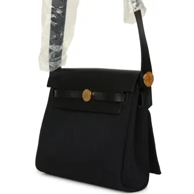 HERMÈS Hermes Herbag Zip 20 Mini Black Toile Militaire Canvas and Black Vache Hunter Gold Hardware | Thumbnail 5 HERMÈS Hermes Herbag Zip 20 Mini Black Toile Militaire Canvas and Black Vache Hunter Gold Hardware | Thumbnail 5