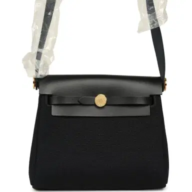 HERMÈS Hermes Herbag Zip 20 Mini Black Toile Militaire Canvas and Black Vache Hunter Gold Hardware | Thumbnail 1 HERMÈS Hermes Herbag Zip 20 Mini Black Toile Militaire Canvas and Black Vache Hunter Gold Hardware | Thumbnail 1