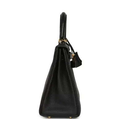 HERMÈS Hermes Kelly Retourne 25 Black Togo and Varanus Niloticus Lizard Touch Gold Hardware | Thumbnail 3 HERMÈS Hermes Kelly Retourne 25 Black Togo and Varanus Niloticus Lizard Touch Gold Hardware | Thumbnail 3