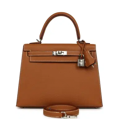 HERMÈS Hermes Kelly Sellier 25 Gold Epsom Palladium Hardware | Thumbnail 1 HERMÈS Hermes Kelly Sellier 25 Gold Epsom Palladium Hardware | Thumbnail 1