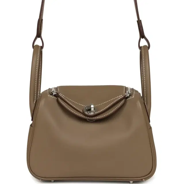 Hermes Mini Lindy II Etoupe Swift Palladium Hardware