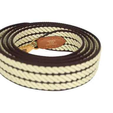 HERMÈS Hermes Sangle Bag Strap 50MM Prunoir, Jaune Milton, Gold Cordage Canvas and Swift Gold Hardware | Thumbnail 3 HERMÈS Hermes Sangle Bag Strap 50MM Prunoir, Jaune Milton, Gold Cordage Canvas and Swift Gold Hardware | Thumbnail 3