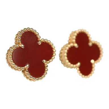 Van Cleef & Arpels Pre-owned Van Cleef & Arpels Vintage Alhambra Motif Earrings Carnelian 18K Yellow | Thumbnail 2 Van Cleef & Arpels Pre-owned Van Cleef & Arpels Vintage Alhambra Motif Earrings Carnelian 18K Yellow | Thumbnail 2