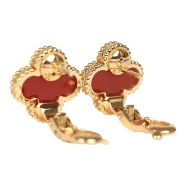 Van Cleef & Arpels Pre-owned Van Cleef & Arpels Vintage Alhambra Motif Earrings Carnelian 18K Yellow | Thumbnail 3 Van Cleef & Arpels Pre-owned Van Cleef & Arpels Vintage Alhambra Motif Earrings Carnelian 18K Yellow | Thumbnail 3