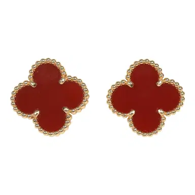 Van Cleef & Arpels Pre-owned Van Cleef & Arpels Vintage Alhambra Motif Earrings Carnelian 18K Yellow | Thumbnail 1 Van Cleef & Arpels Pre-owned Van Cleef & Arpels Vintage Alhambra Motif Earrings Carnelian 18K Yellow | Thumbnail 1