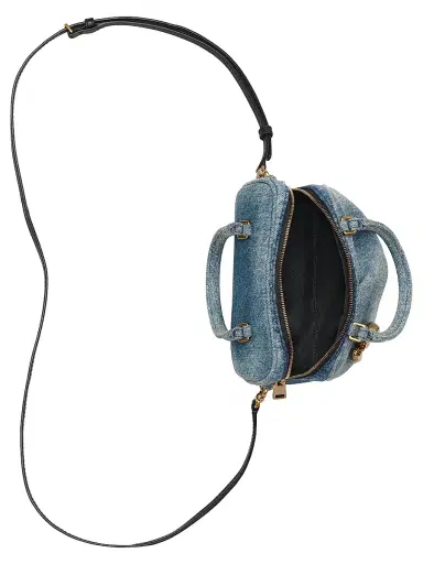 Marc Jacobs Women's The Denim Micro Wave Logo-Charm Top Handle Bag Wash Indigo | Thumbnail 4