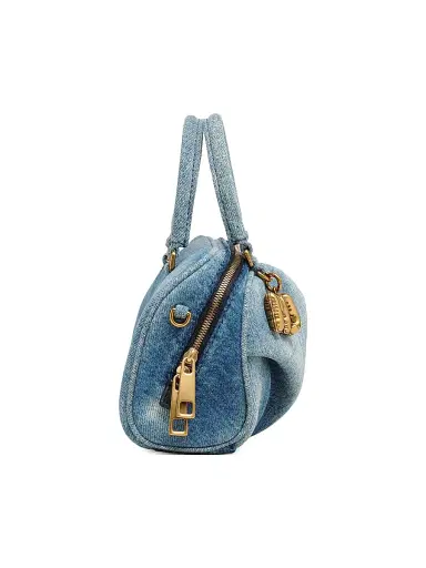 Marc Jacobs Women's The Denim Micro Wave Logo-Charm Top Handle Bag Wash Indigo | Thumbnail 5