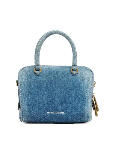 Marc Jacobs Women's The Denim Micro Wave Logo-Charm Top Handle Bag Wash Indigo | Thumbnail 6