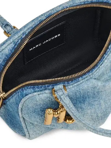 Marc Jacobs Women's The Denim Micro Wave Logo-Charm Top Handle Bag Wash Indigo | Thumbnail 7