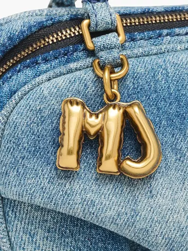 Marc Jacobs Women's The Denim Micro Wave Logo-Charm Top Handle Bag Wash Indigo | Thumbnail 8