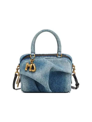 Marc Jacobs Women's The Denim Micro Wave Logo-Charm Top Handle Bag Wash Indigo | Thumbnail 1