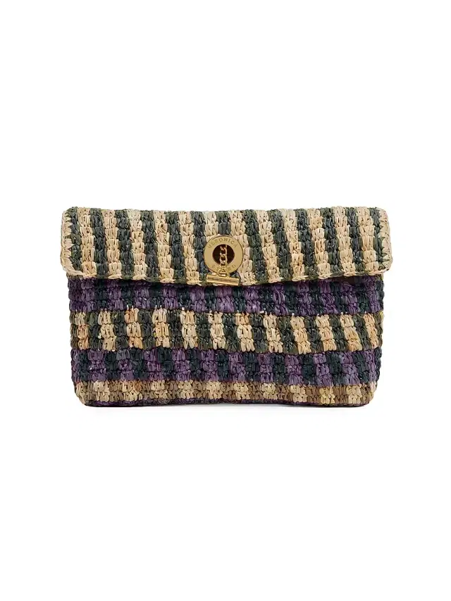 Veronica Beard Women's Raffia Anchor Clutch - Purple