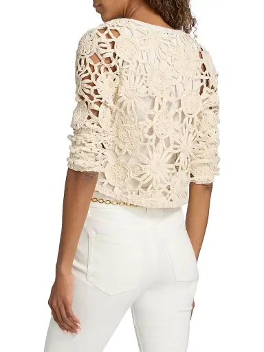 Ramy Brook Women's Adelynn Textured Floral Cotton-Blend Jacket - Ivory - Size Large | Thumbnail 5