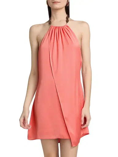 Ramy Brook Women's Halo Surplice Halter Minidress - Coral | Thumbnail 3 Ramy Brook Women's Halo Surplice Halter Minidress - Coral | Thumbnail 3