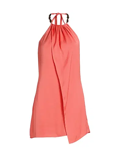 Ramy Brook Women's Halo Surplice Halter Minidress - Coral | Thumbnail 1 Ramy Brook Women's Halo Surplice Halter Minidress - Coral | Thumbnail 1