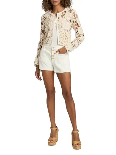 Ramy Brook Women's Cindy Button-Fly Denim Shorts - White - Size 31 | Thumbnail 2