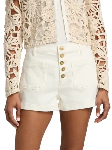 Ramy Brook Women's Cindy Button-Fly Denim Shorts - White - Size 31 | Thumbnail 3
