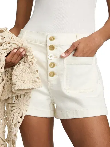 Ramy Brook Women's Cindy Button-Fly Denim Shorts - White - Size 31 | Thumbnail 6