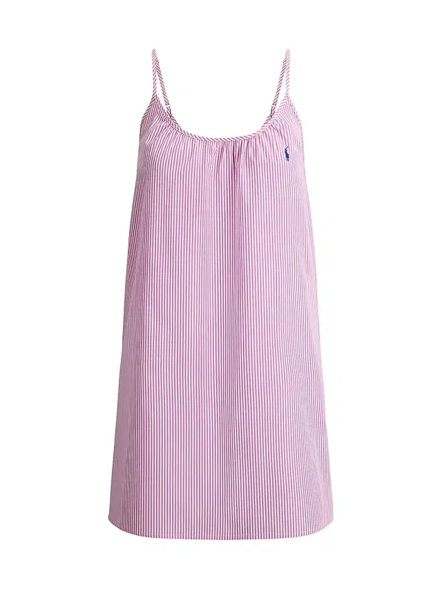 Polo Ralph Lauren Women's Striped Cotton Gathered Mini Slipdress - Violet Meadow