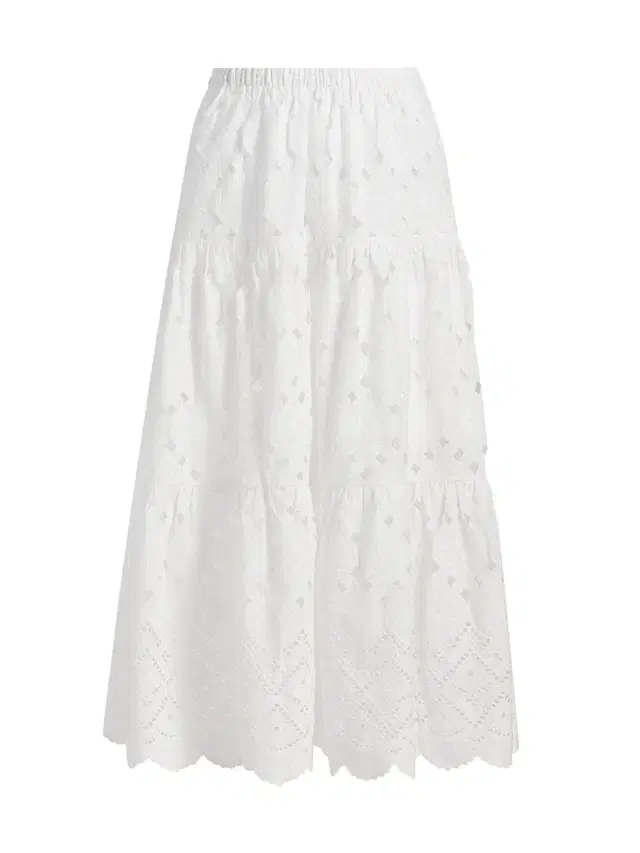 Women's Melanie Tiered Cotton Midi-Skirt - Trellis Eyelet White