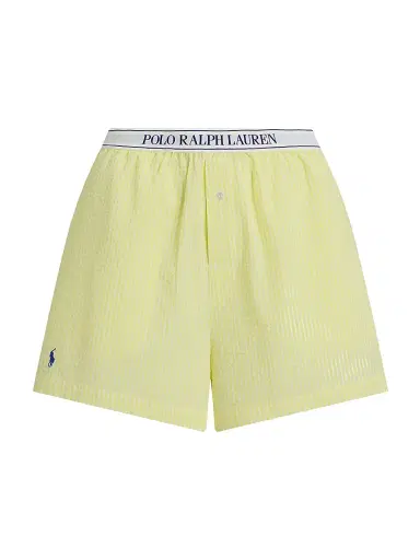 Polo Ralph Lauren Women's Seersucker Logo Waistband Boxer Shorts - Lemon Verbina | Thumbnail 1