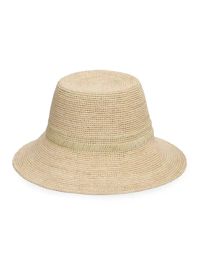 Women's Jade Rollable Raffia Bucket Hat - Natural Sage