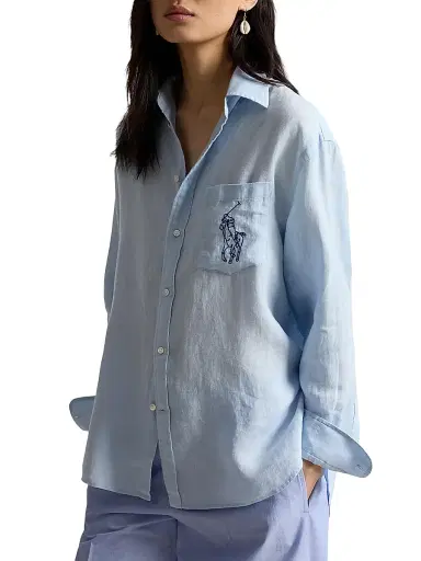 Polo Ralph Lauren Women's Big Pony Linen Oversized Shirt - Cold Springs - Size Large | Thumbnail 3 Polo Ralph Lauren Women's Big Pony Linen Oversized Shirt - Cold Springs - Size Large | Thumbnail 3