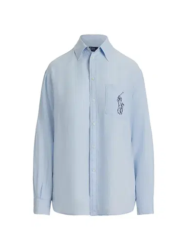 Polo Ralph Lauren Women's Big Pony Linen Oversized Shirt - Cold Springs - Size Large | Thumbnail 1 Polo Ralph Lauren Women's Big Pony Linen Oversized Shirt - Cold Springs - Size Large | Thumbnail 1