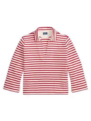 Polo Ralph Lauren Women's Mariner Striped Cotton Long-Sleeve Polo Shirt - Red Deckwash White | Thumbnail 1