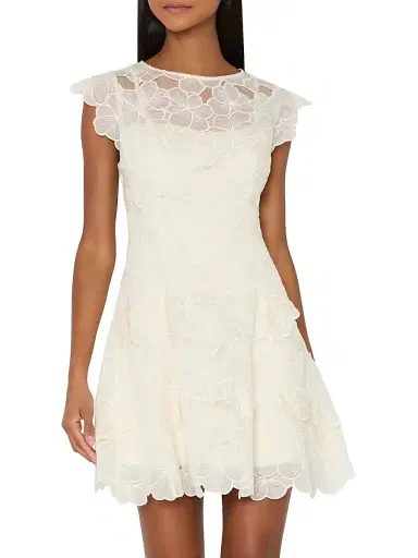 Milly Women's Myla 3D Floral-Embroidered Minidress - Ecru - Size 12 | Thumbnail 4