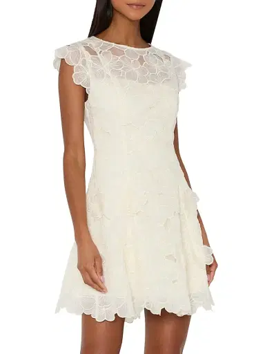 Milly Women's Myla 3D Floral-Embroidered Minidress - Ecru - Size 12 | Thumbnail 5