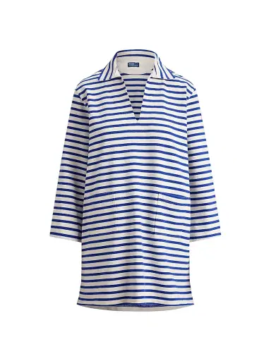 Polo Ralph Lauren Women's Striped Cotton Mini-Shirtdress - Deckwash White | Thumbnail 1