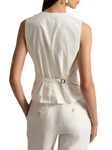 Polo Ralph Lauren Women's Linen Linen Button-Front Vest - Nevis | Thumbnail 4