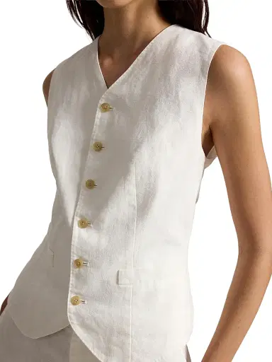 Polo Ralph Lauren Women's Linen Linen Button-Front Vest - Nevis | Thumbnail 5