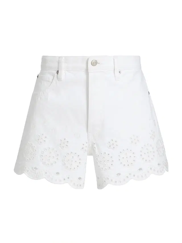 FRAME Women's The Eyelet Long Hang Denim Shorts - White