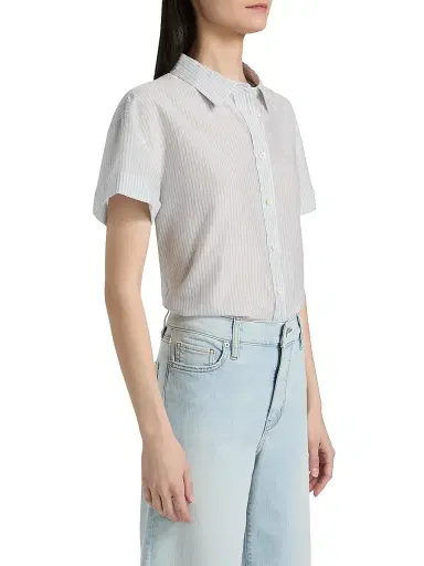 Frame Women's The Boardwalk Stripe Shirt - Ocean Blue Multi | Thumbnail 4