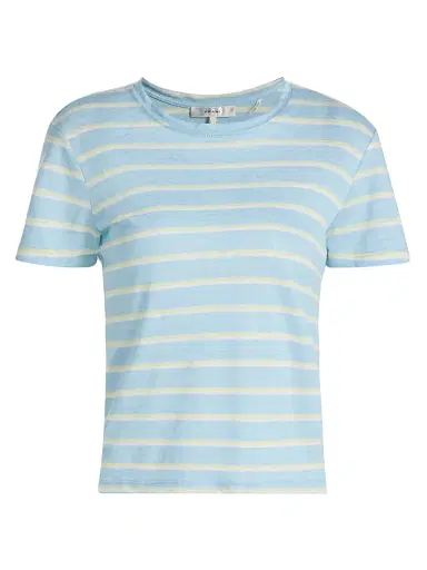 Frame Women's The Linen Baby T-Shirt - Chambray Blue Multi | Thumbnail 1 Frame Women's The Linen Baby T-Shirt - Chambray Blue Multi | Thumbnail 1