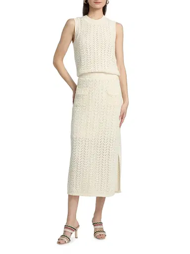dh New York Women's Addy Cotton Midi-Skirt - Vanilla - Size Large | Thumbnail 2