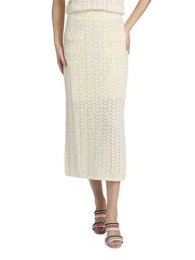 dh New York Women's Addy Cotton Midi-Skirt - Vanilla - Size Large | Thumbnail 3