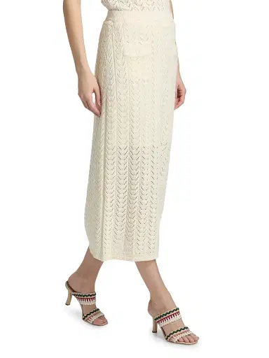 dh New York Women's Addy Cotton Midi-Skirt - Vanilla - Size Large | Thumbnail 4