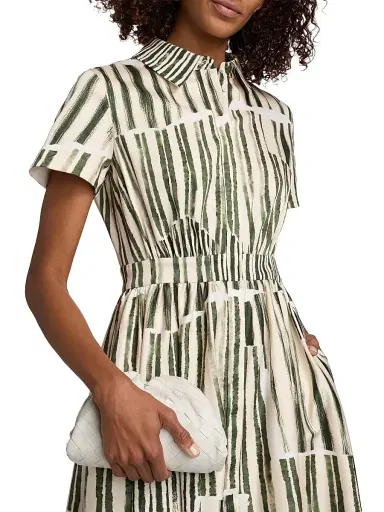 Jason Wu Collection Women's Stripe Collage Stretch-Cotton Shirtdress - Plaster Hunter Green - Size 14 | Thumbnail 6 Jason Wu Collection Women's Stripe Collage Stretch-Cotton Shirtdress - Plaster Hunter Green - Size 14 | Thumbnail 6