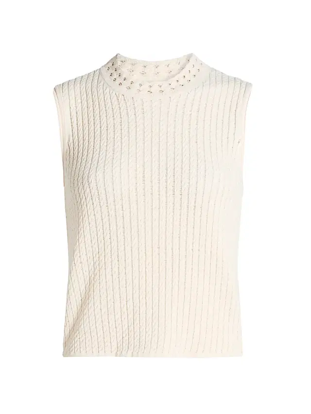 Jason Wu Collection Women's Cable-Knit Sleeveless Top - Plaster