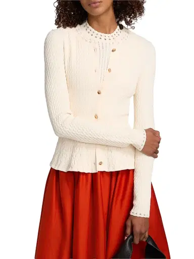 Jason Wu Collection Women's Cable-Knit Peplum Cardigan | Thumbnail 3 Jason Wu Collection Women's Cable-Knit Peplum Cardigan | Thumbnail 3