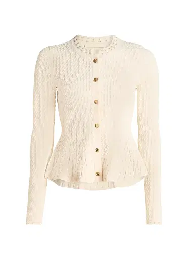 Jason Wu Collection Women's Cable-Knit Peplum Cardigan | Thumbnail 1 Jason Wu Collection Women's Cable-Knit Peplum Cardigan | Thumbnail 1