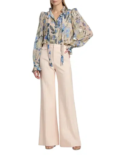 Kobi Halperin Women's Josie Metallic Floral Ruffle Blouse - Blue Multi | Thumbnail 2 Kobi Halperin Women's Josie Metallic Floral Ruffle Blouse - Blue Multi | Thumbnail 2