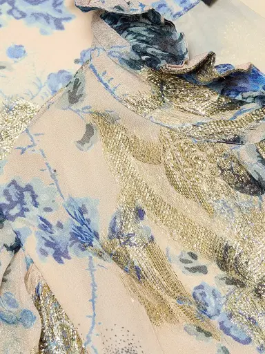 Kobi Halperin Women's Josie Metallic Floral Ruffle Blouse - Blue Multi | Thumbnail 7 Kobi Halperin Women's Josie Metallic Floral Ruffle Blouse - Blue Multi | Thumbnail 7