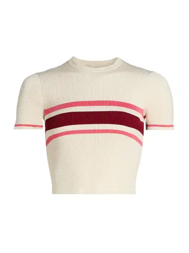 Self-Portrait Women's Striped Rib-Knit Top | Thumbnail 1 Self-Portrait Women's Striped Rib-Knit Top | Thumbnail 1